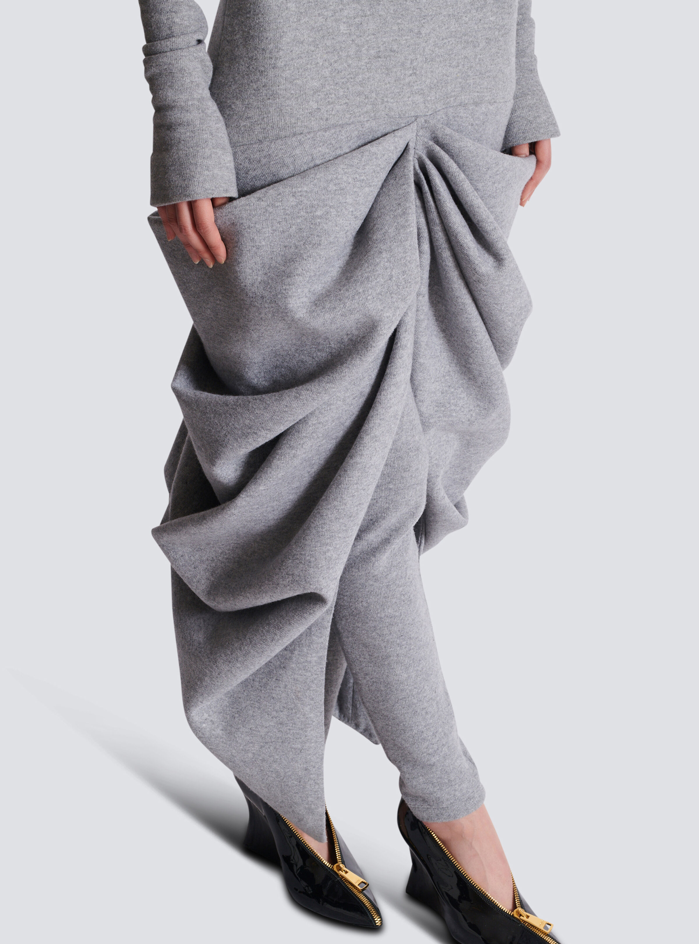 Long draped cotton knit dress - 8