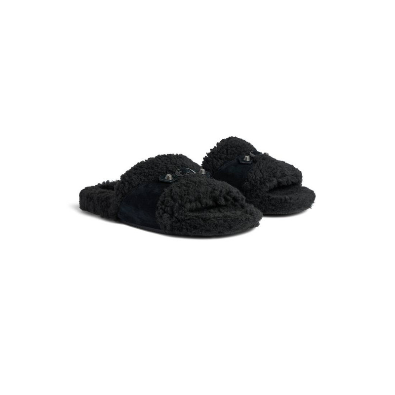 Men's Furry Slide Sandal in Black 2