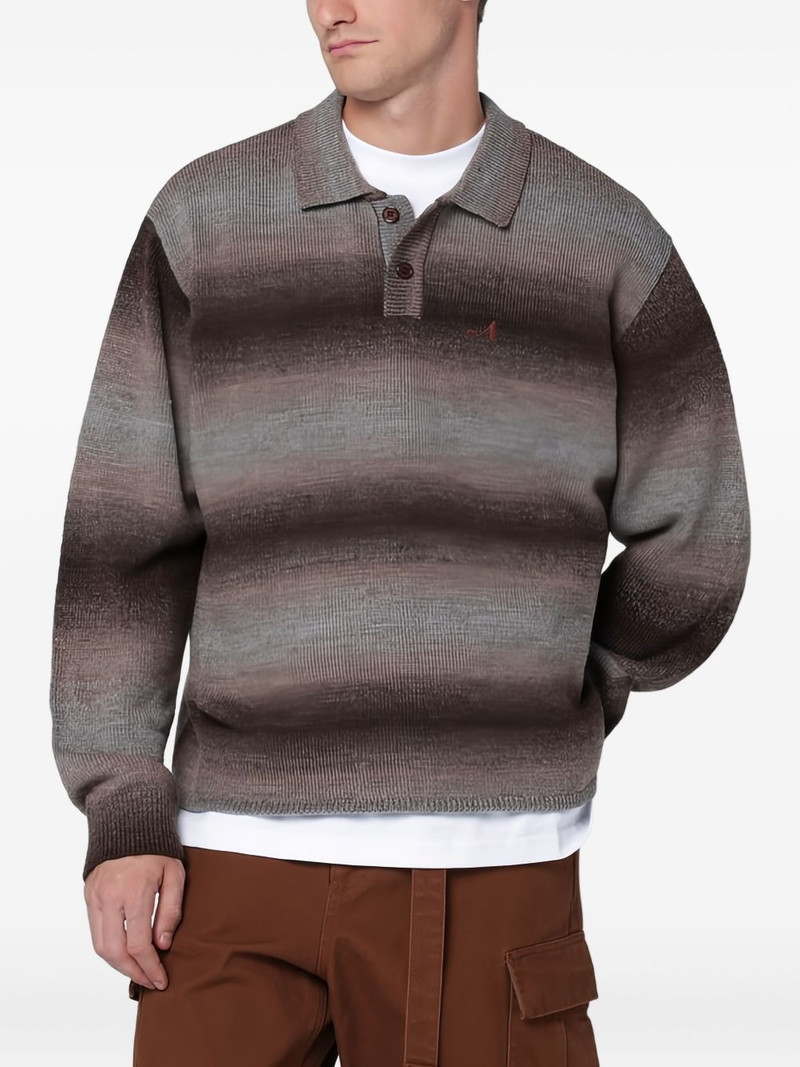 gradient-striped polo-collar sweater 1