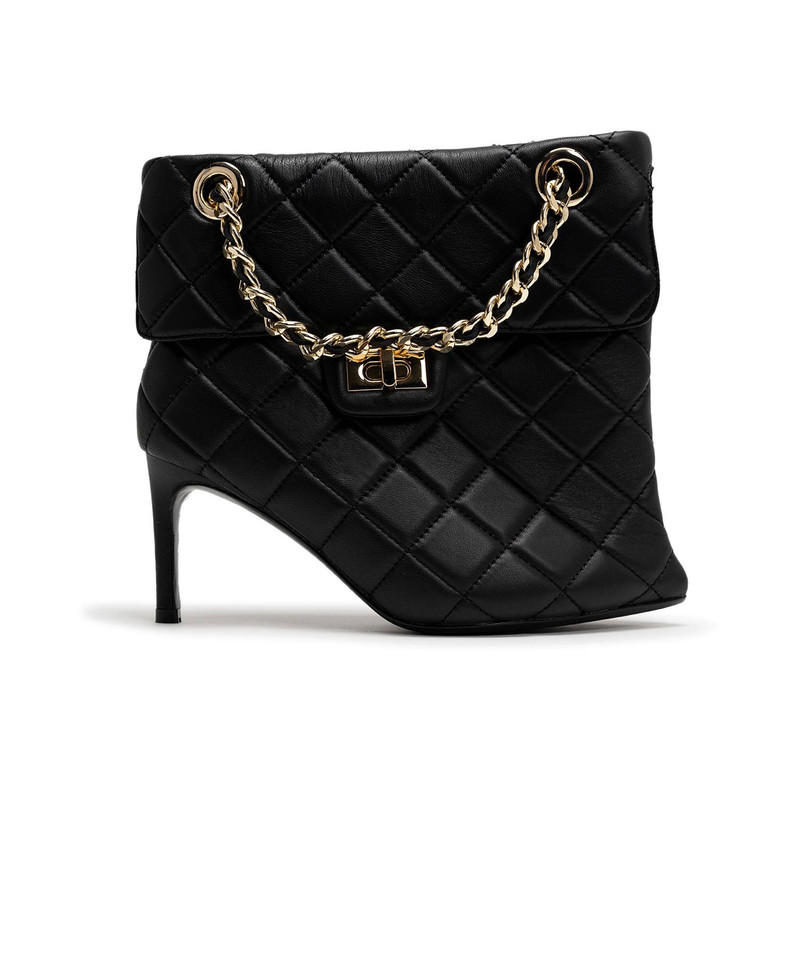Quilted Bag Detail Pin Heel Short Boots 5