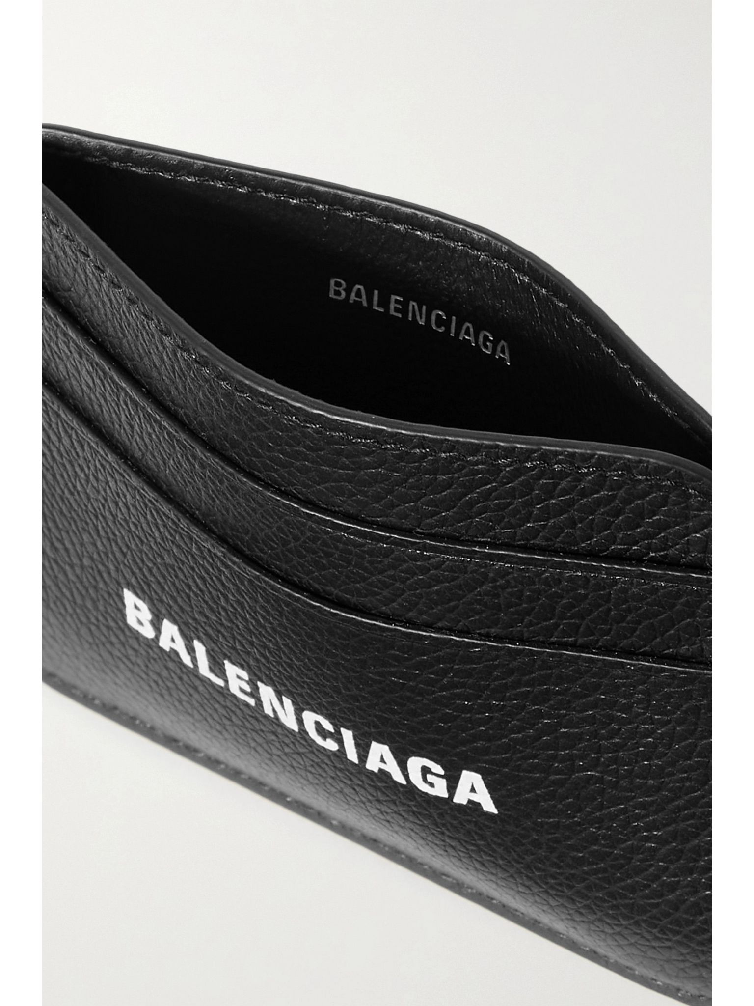 Cash printed textured-leather cardholder Black - 4