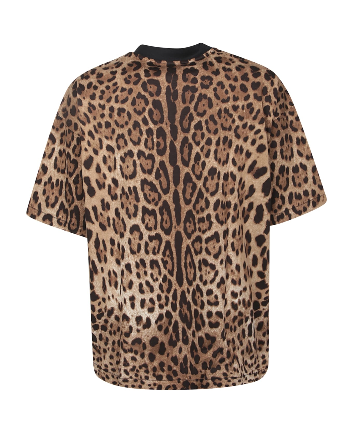 Brown T-shirt With All-over Leopard Motif In Cotton Man - 2