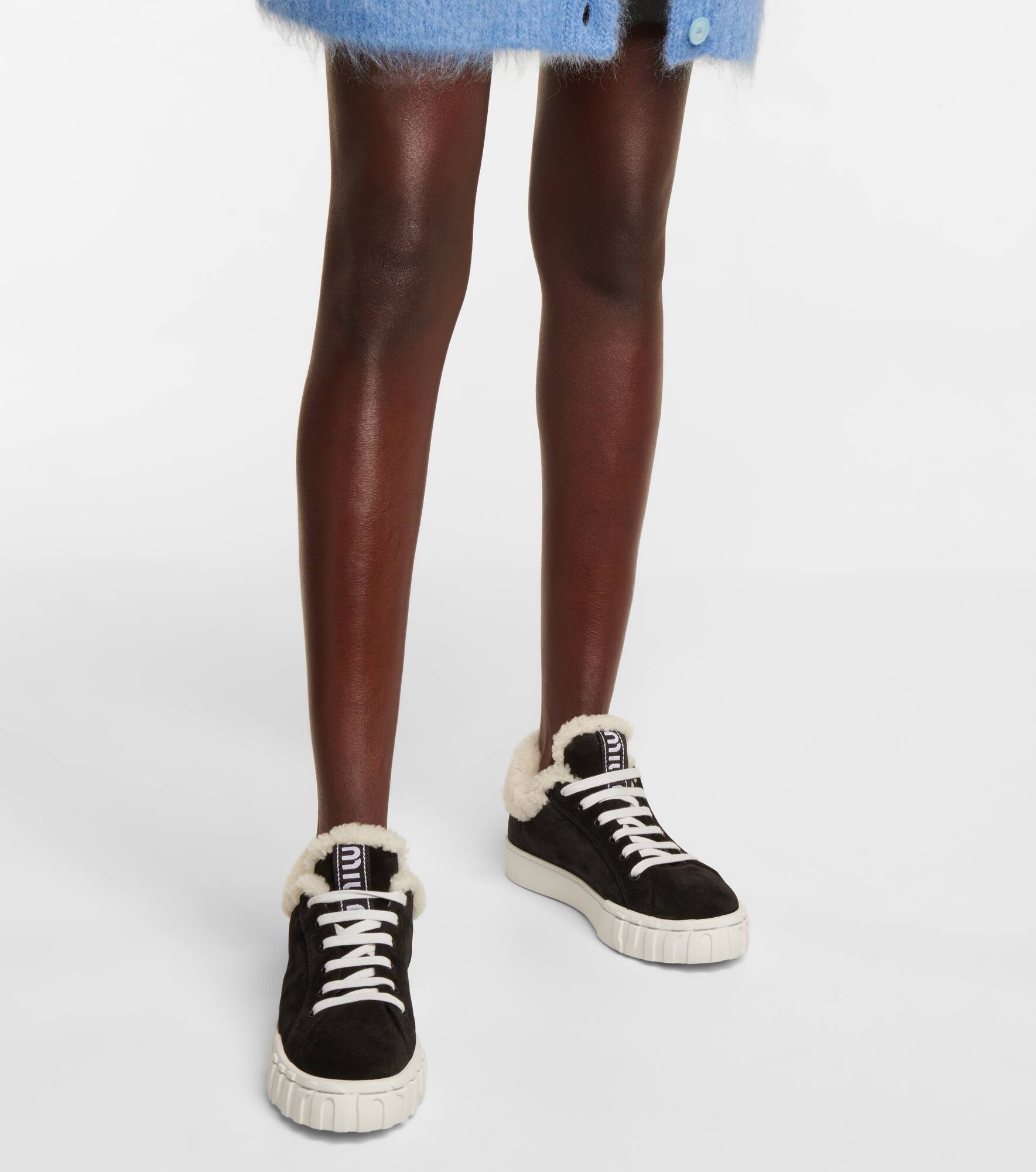 Shearling-lined suede sneakers - 4