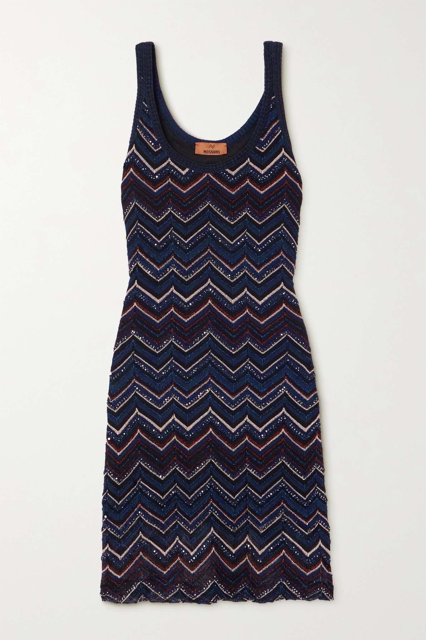 Sequin-embellished crochet-knit mini dress - 1