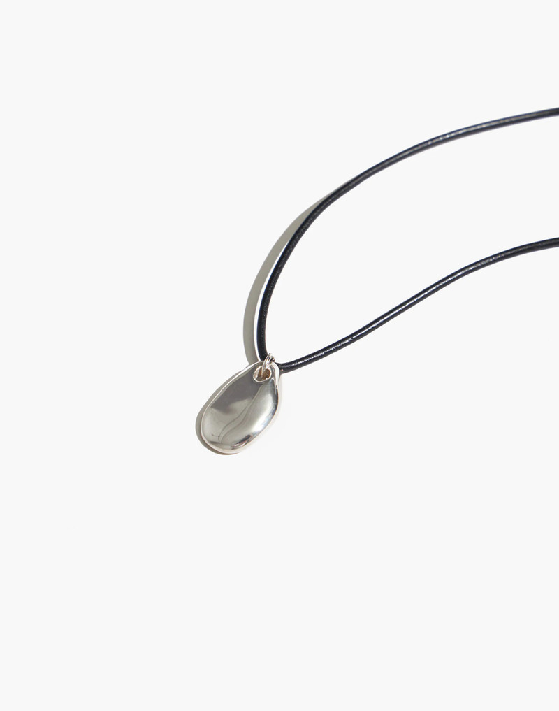Maslo Jewelry Small Pebble Pendant Necklace Sterling Silver Cord 1