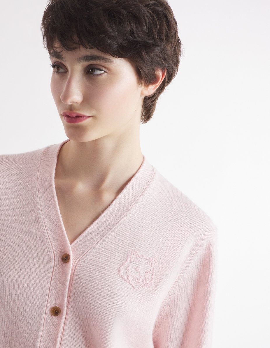 BOLD FOX HEAD EMBROIDERED CROPPED CARDIGAN - 4