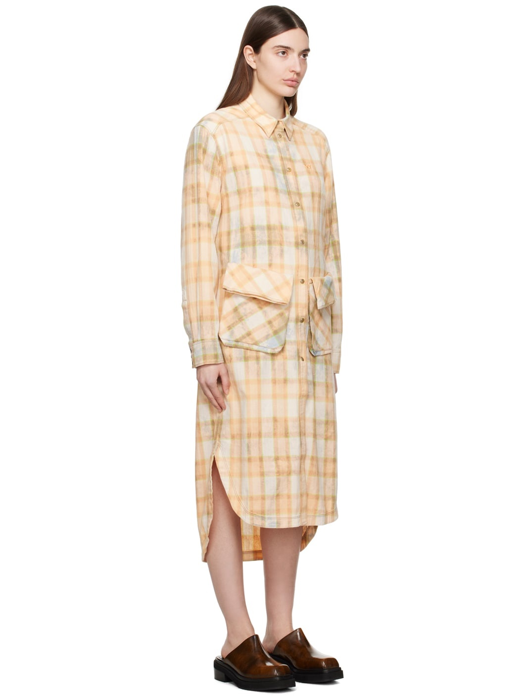 Orange Check Midi Dress - 2