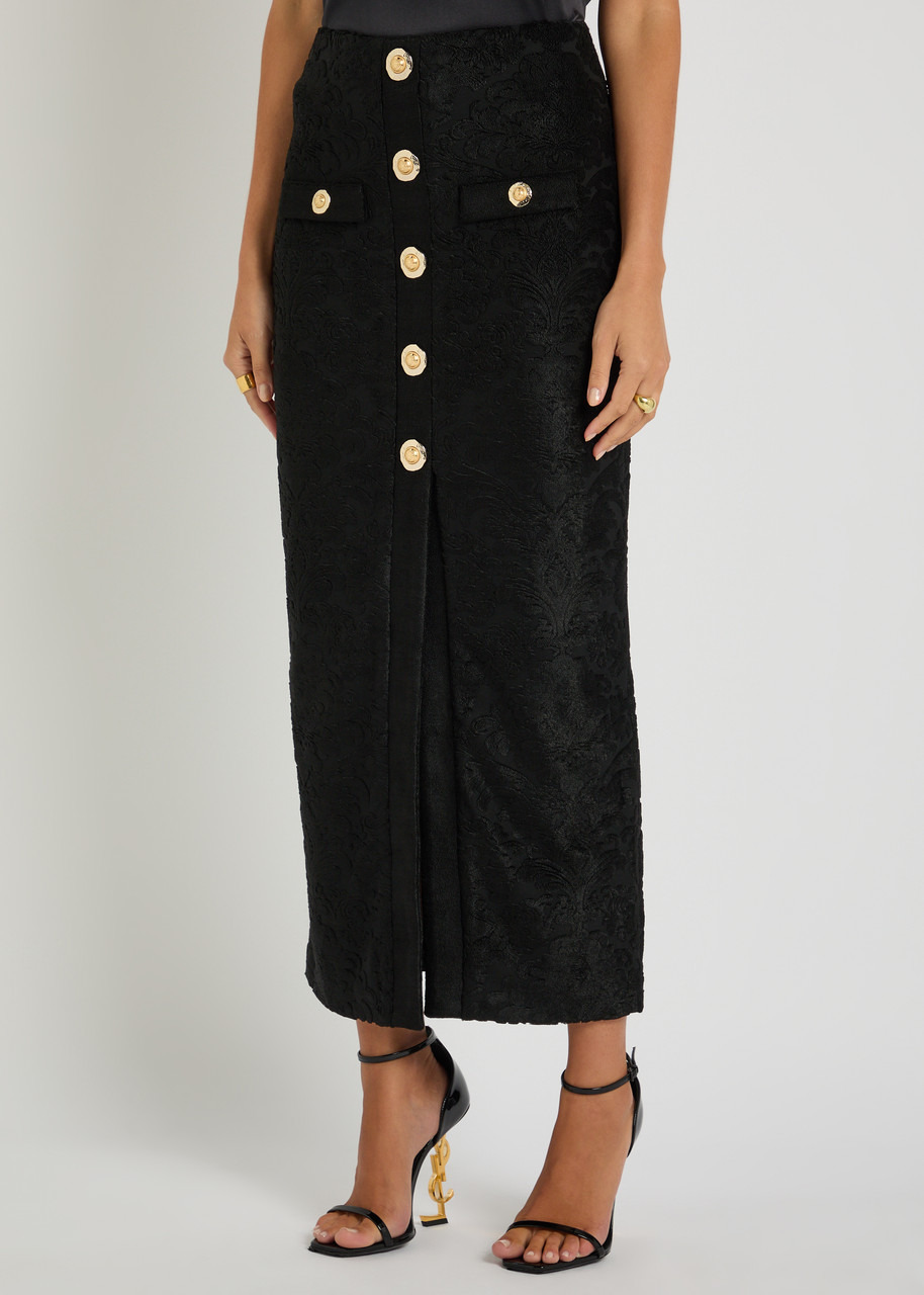 Balmain Embellished Flocked Terry Midi Skirt - 2