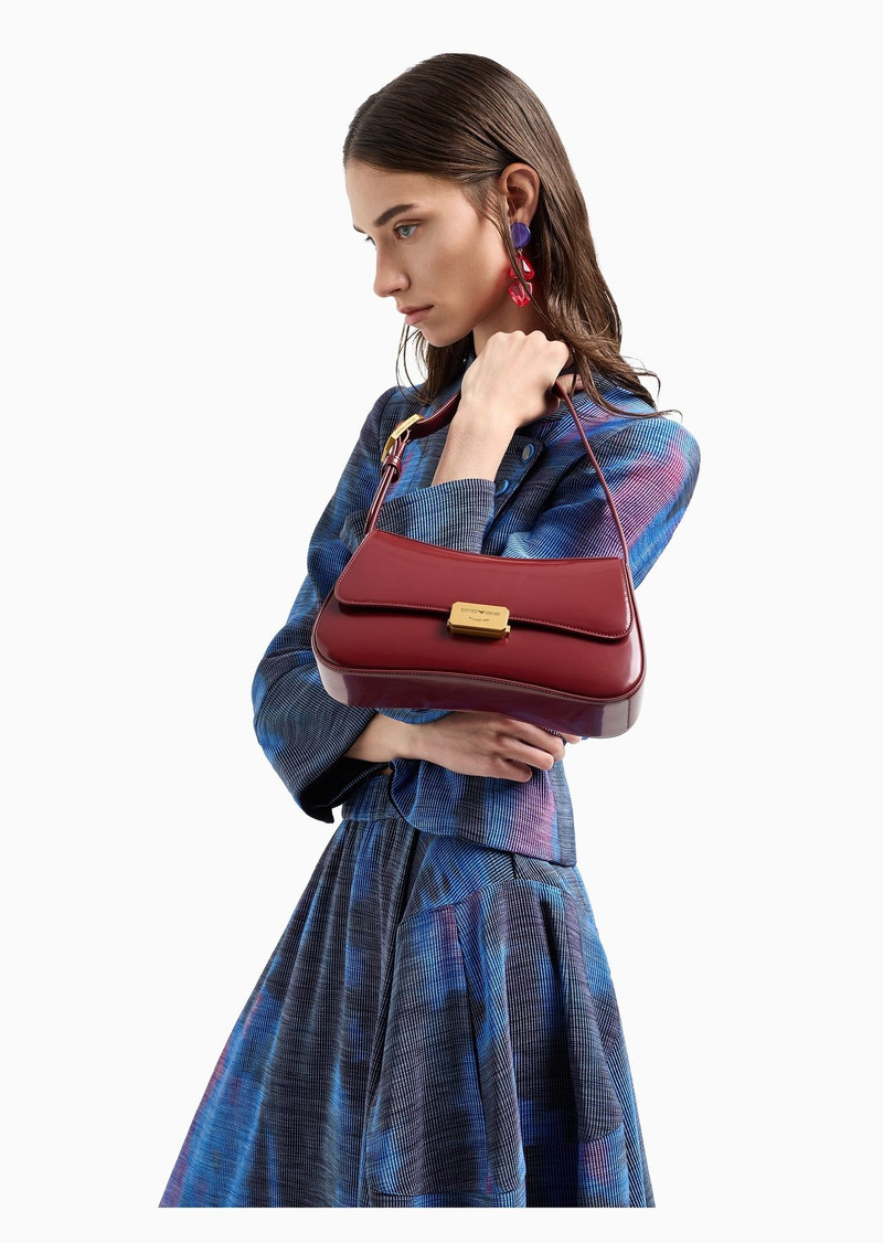 Brushed-finish baguette shoulder bag 7