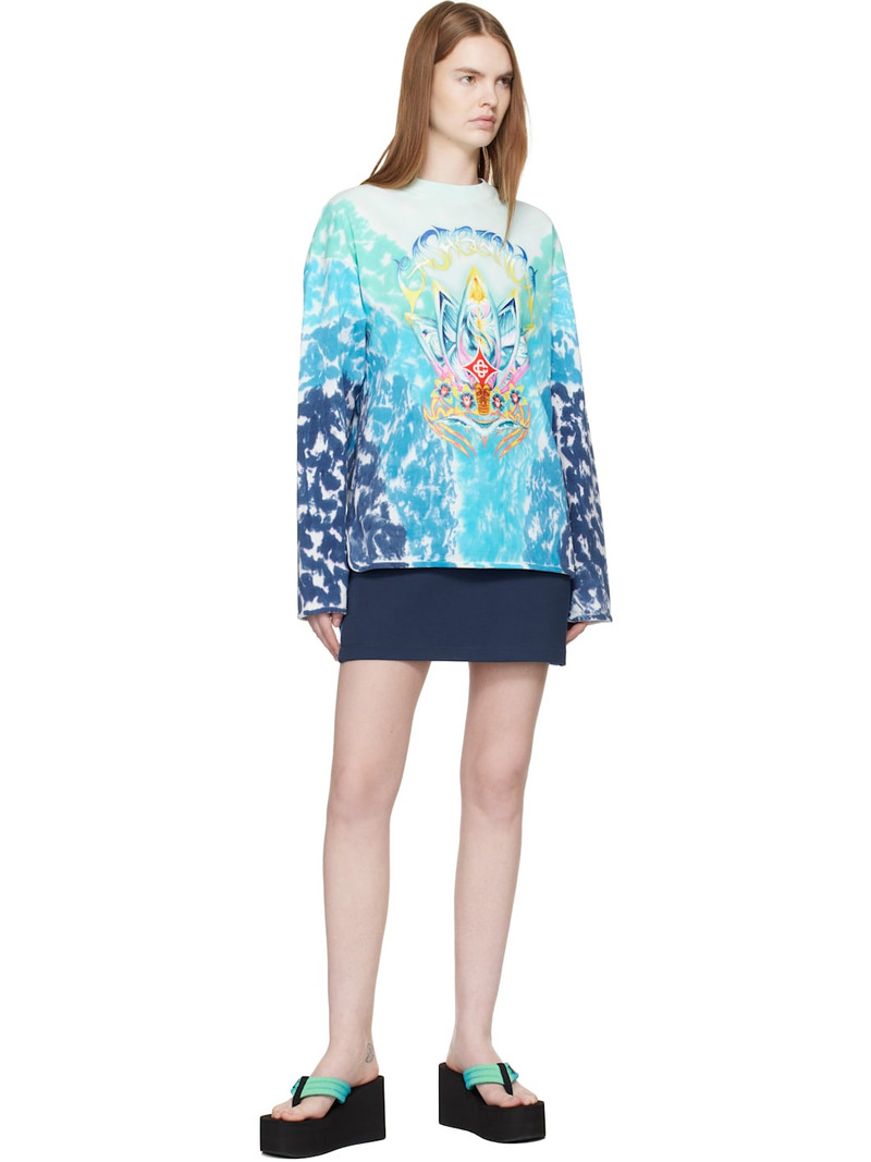 CASABLANCA Blue Surf Lotus Tie Dye Long Sleeve T-shirt outlook