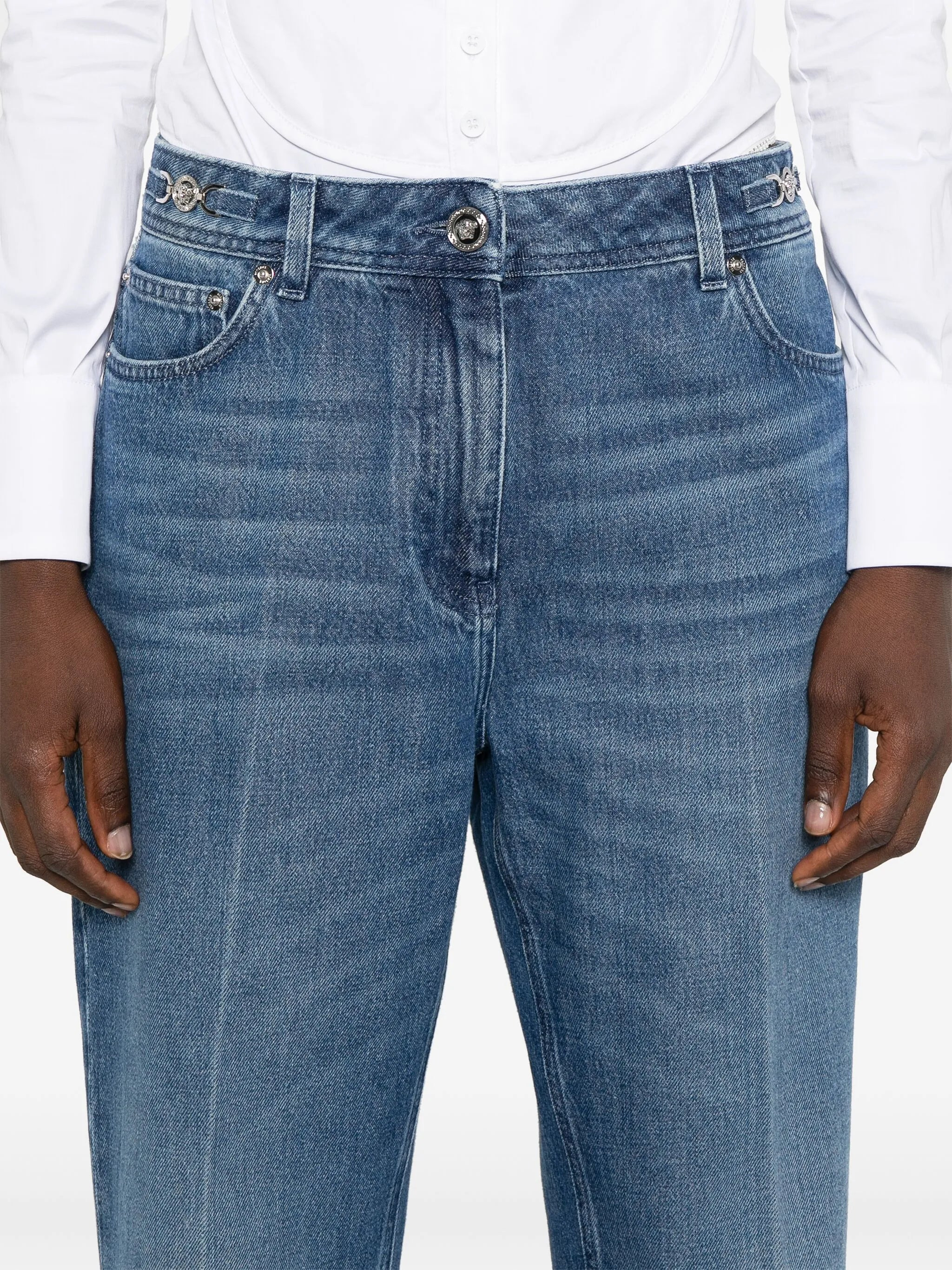 logo-plaque straight-leg jeans - 6