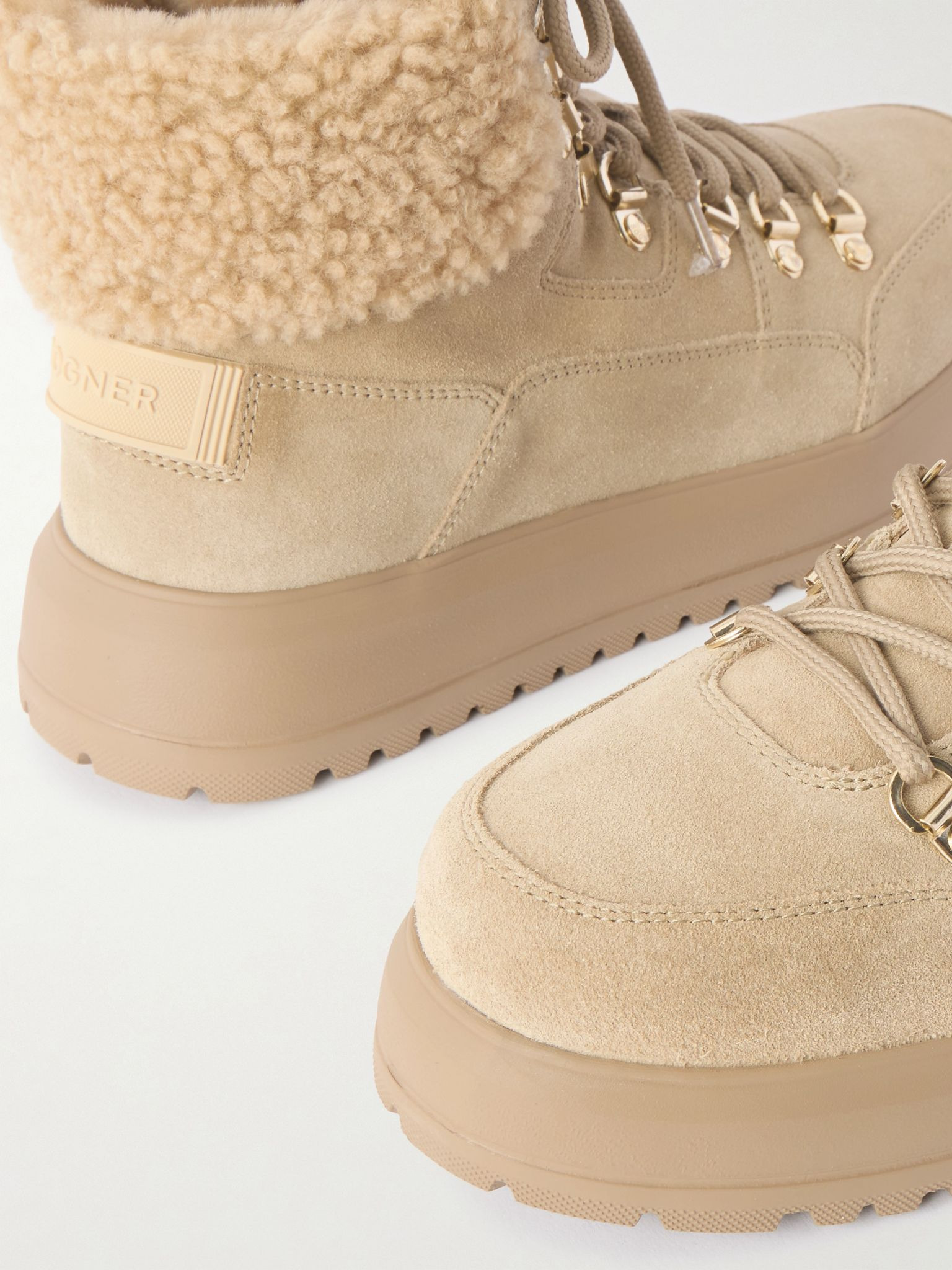 Antwerp shearling-lined suede ankle boots Beige - 4