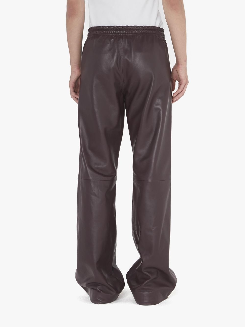 DRAWSTRING WIDE LEG LEATHER TROUSERS - 3