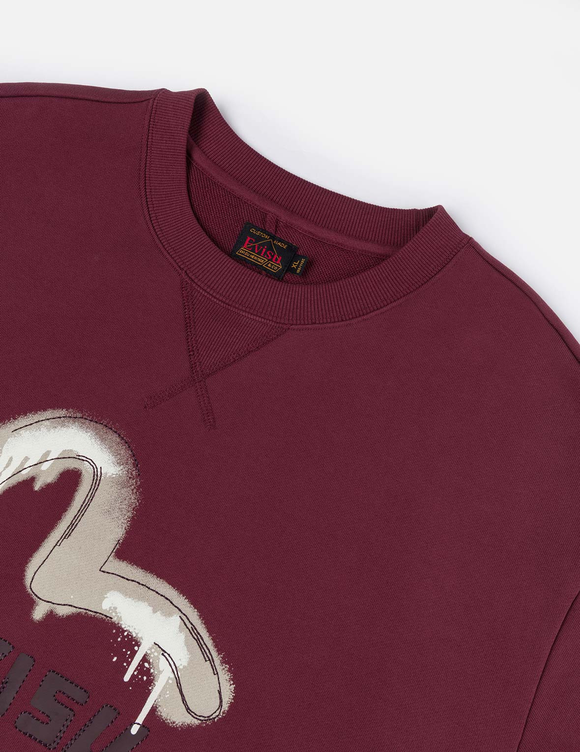 Graffiti Seagull Print and Sashiko Relax Fit Sweatshirt - 8