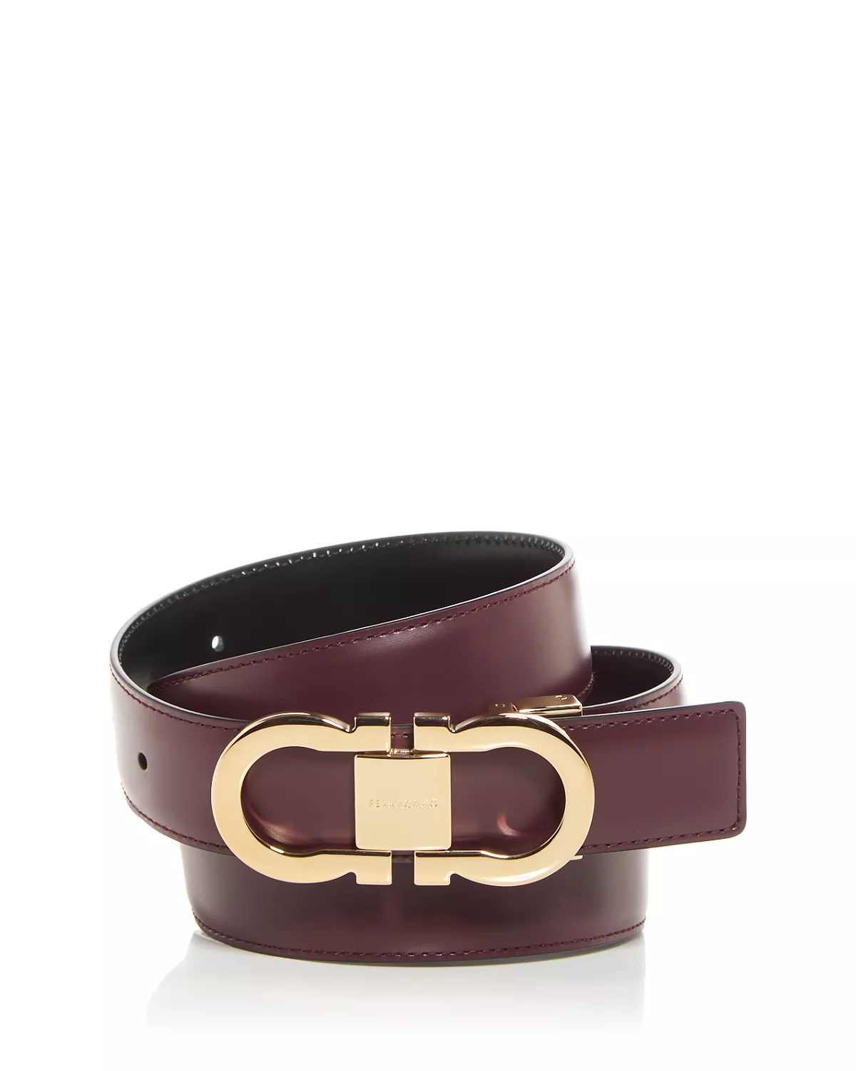 Men's Double Gancini Buckle Reversible Leather Belt - 3