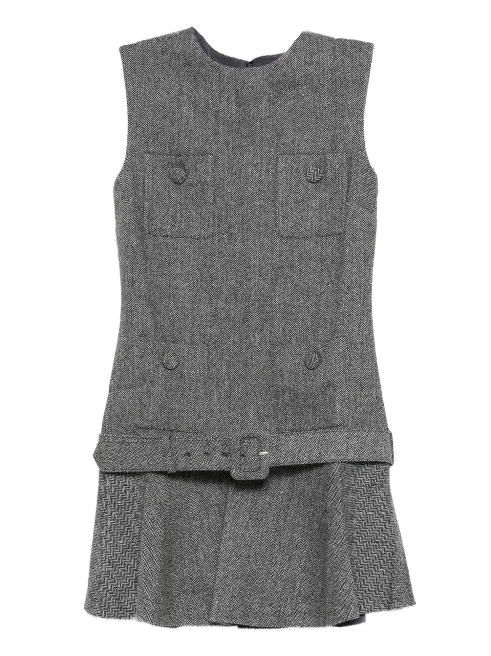 herringbone buckled mini dress - 1