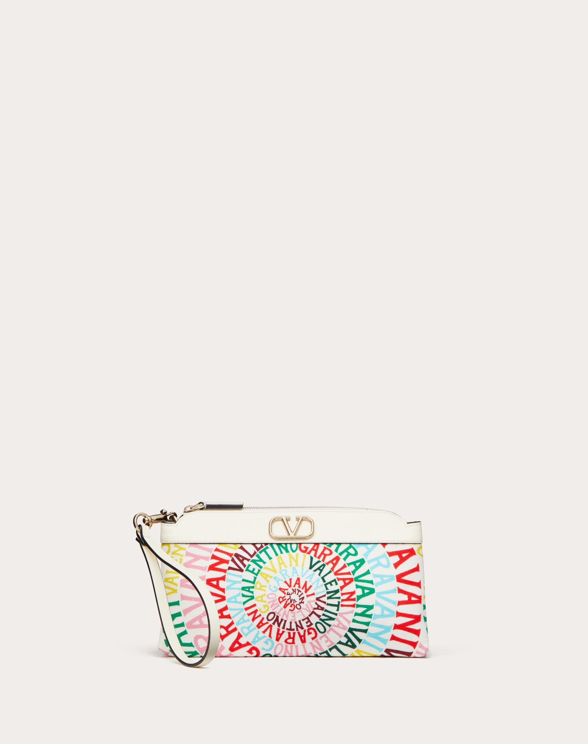 VALENTINO GARAVANI ESCAPE CANVAS CLUTCH BAG WITH VALENTINO GARAVANI LOOP PRINT - 1
