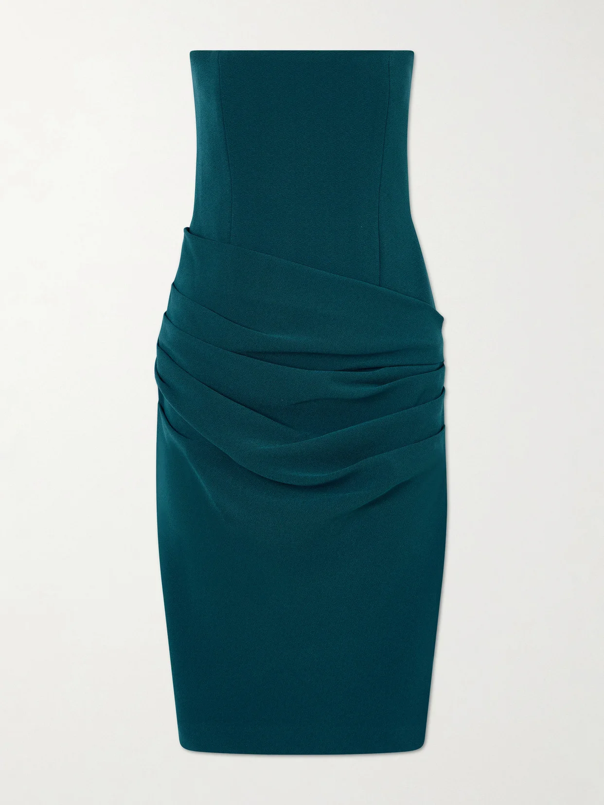 Strapless Draped Crepe Midi Dress - 1