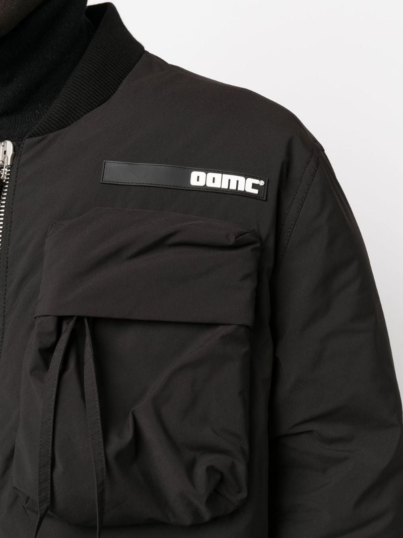 logo-patch zip-up padded coat - 5