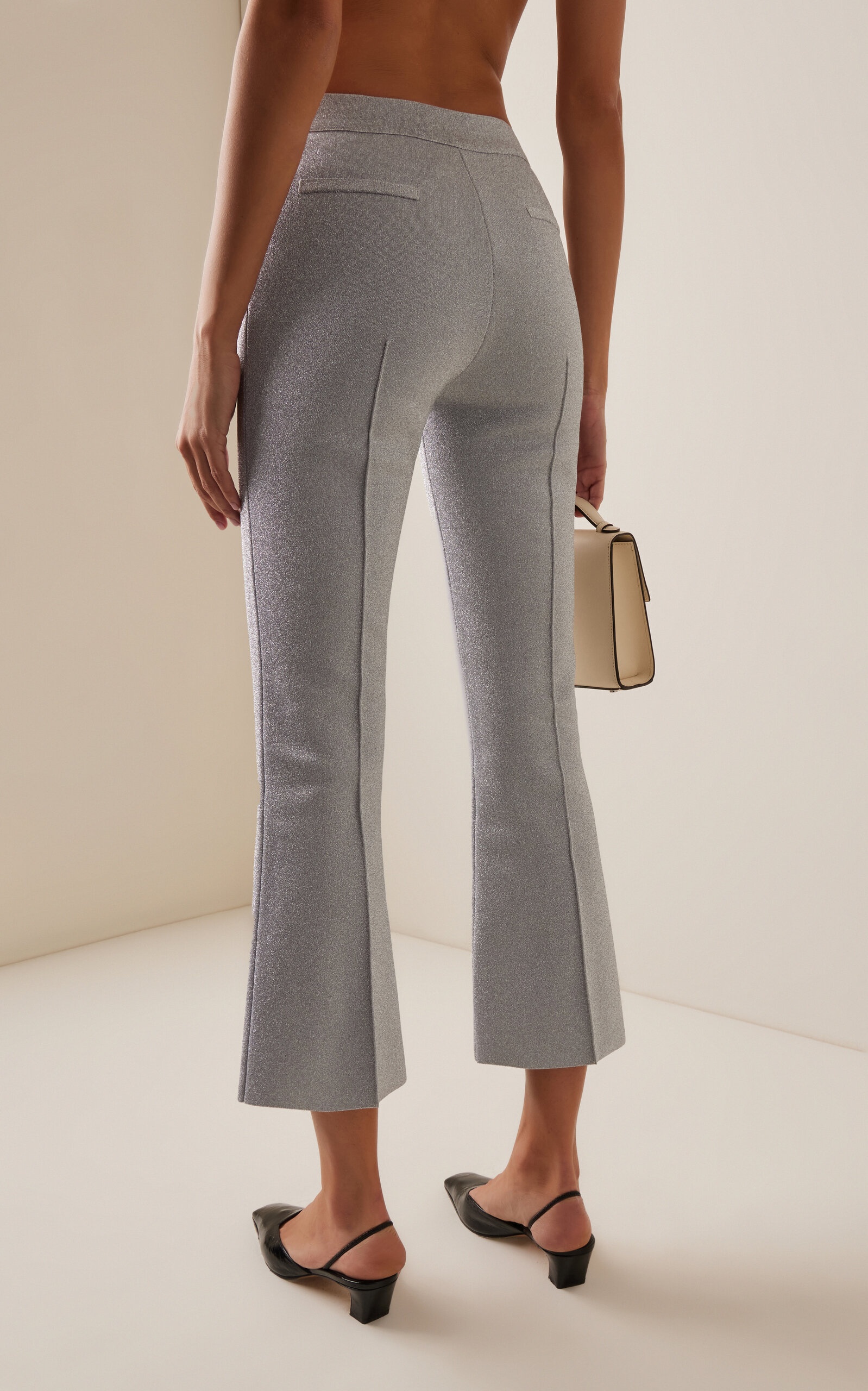 パンツ DELAY by win&sons flared pants HIGH SPORT Exclusive Kick Metallic Cotton Knit Cropped