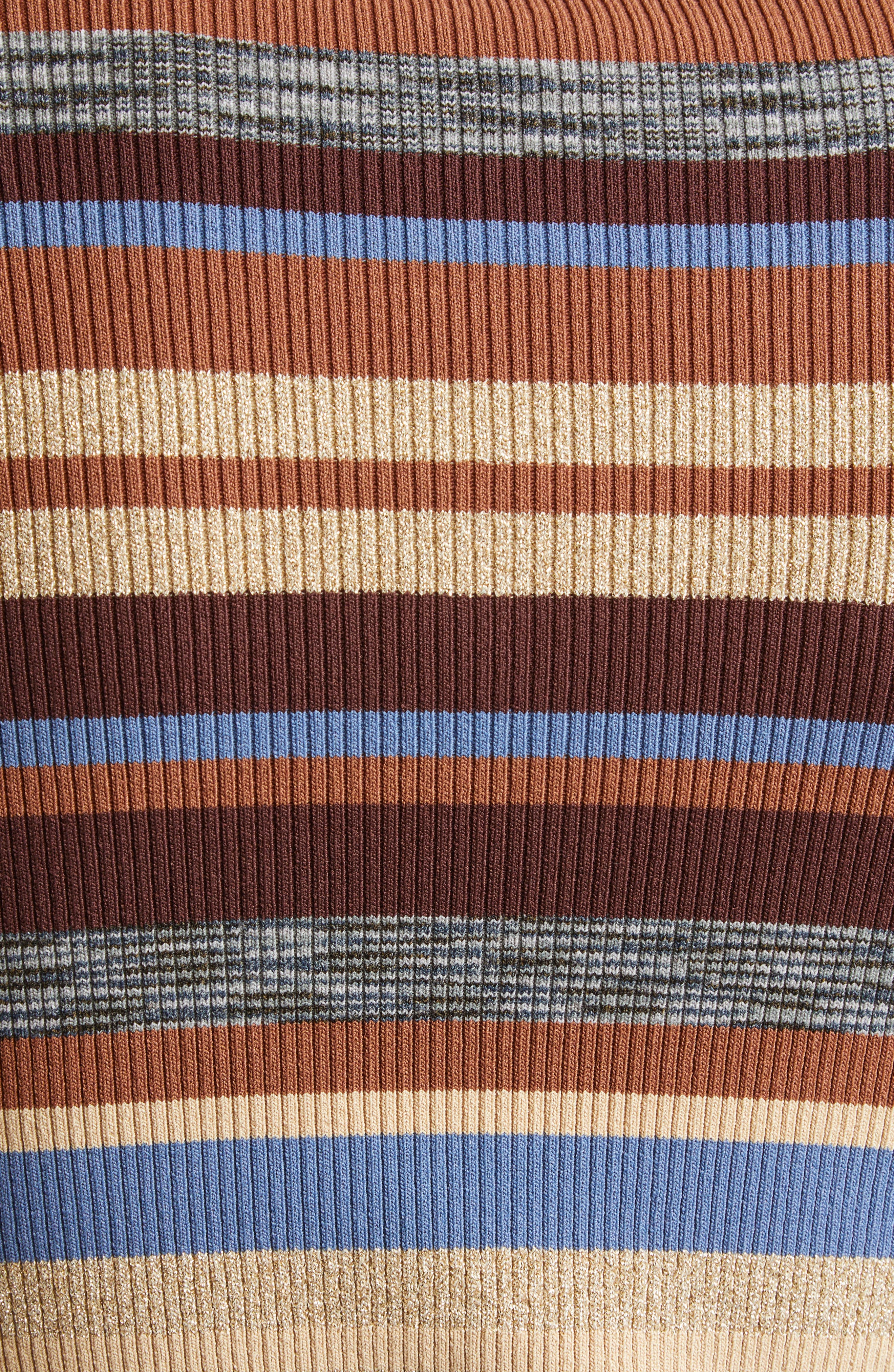 L'AGENCE Olene Stripe Turtleneck Sweater in Stone Blue/Brown Multi at Nordstrom - 6