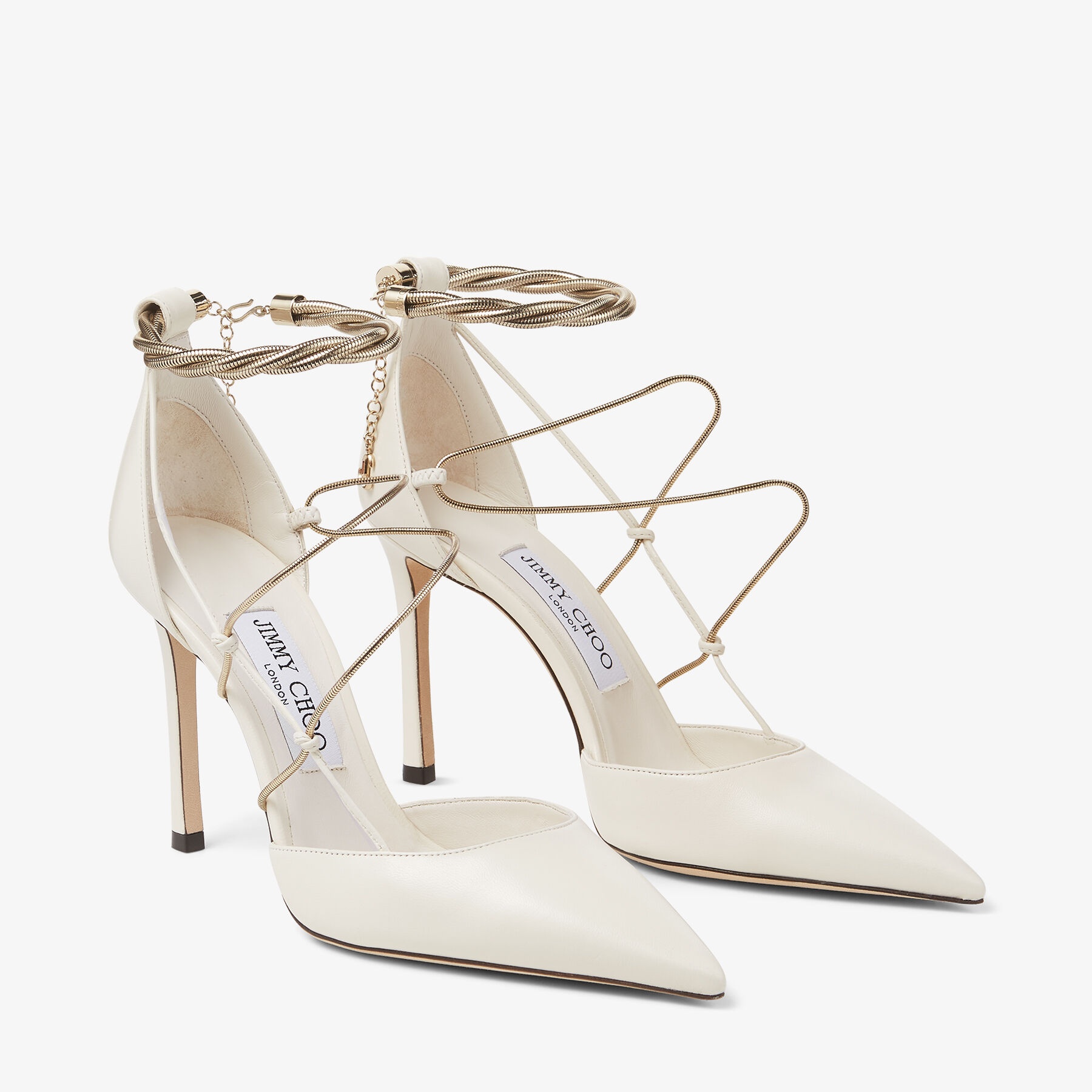 Olesia 95
Latte Nappa Pumps with Gold Chains - 3