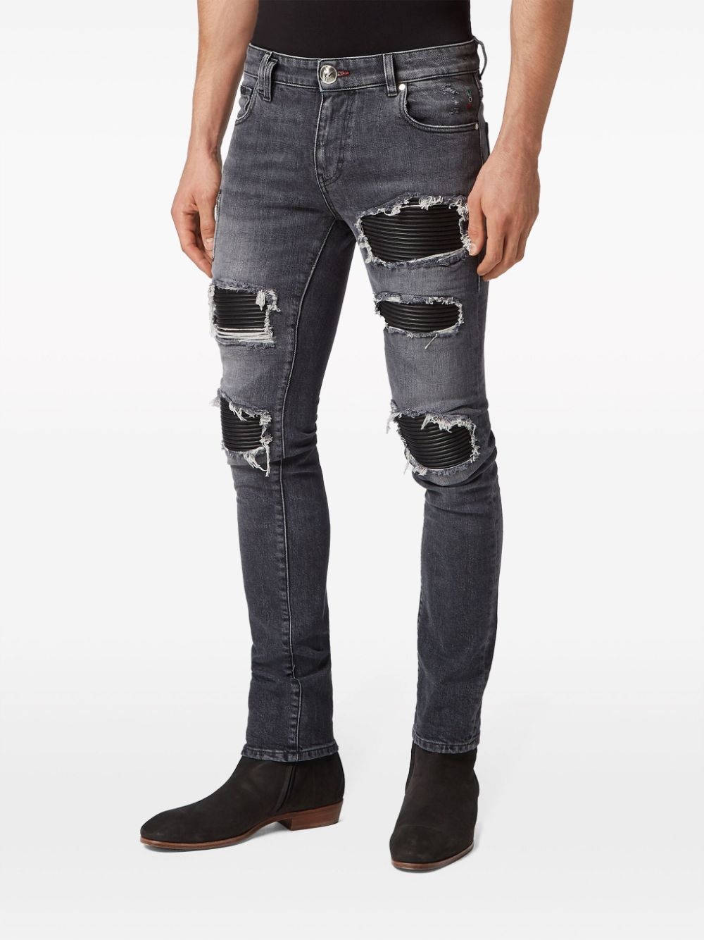 mid-rise distressed jeans - 3