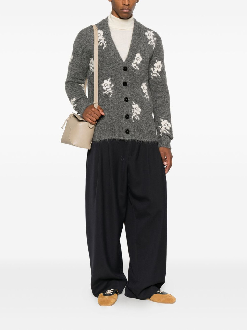 Jil Sander floral-intarsia V-neck cardigan outlook