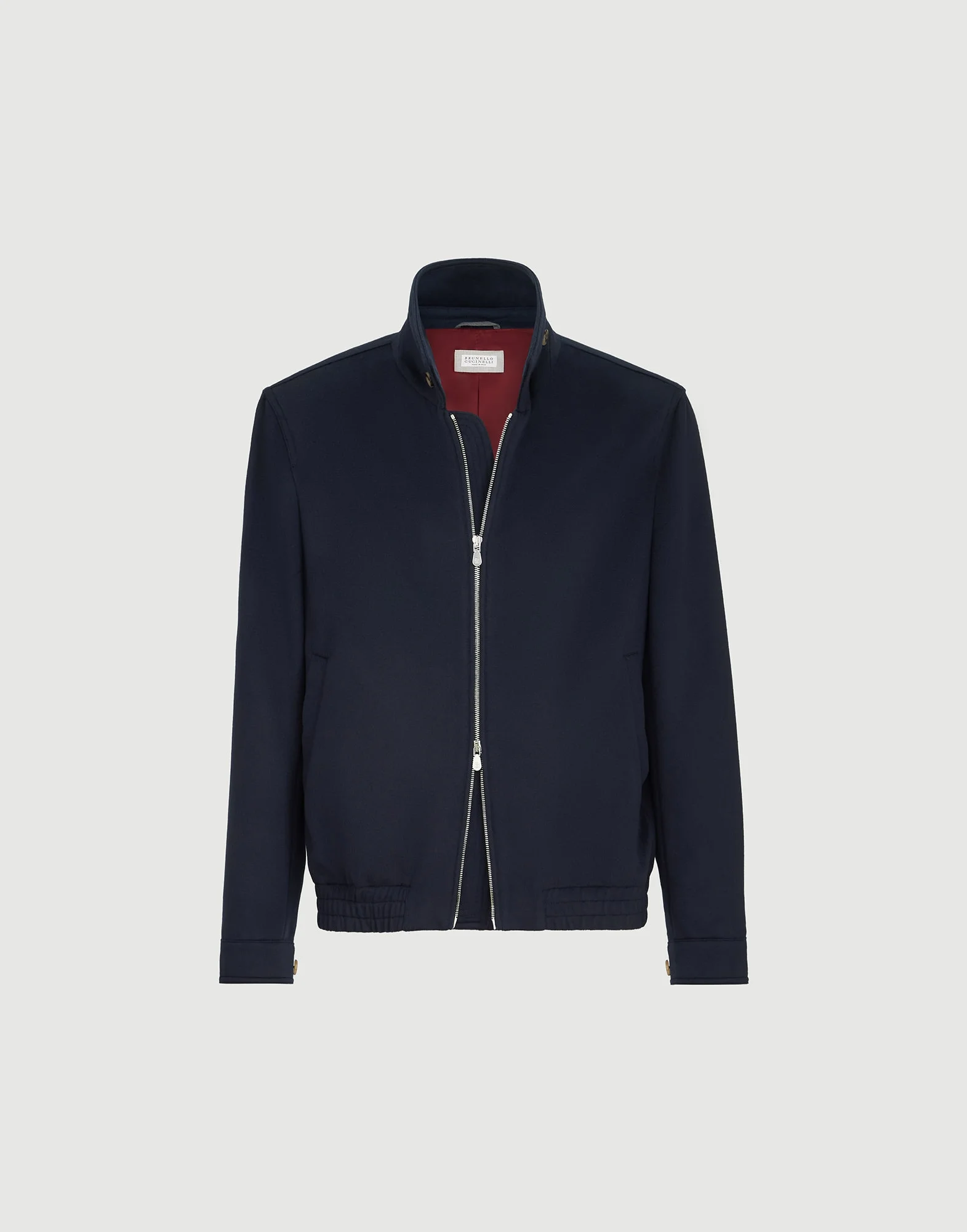 Virgin wool beaver cloth bomber jacket with zipper - 1