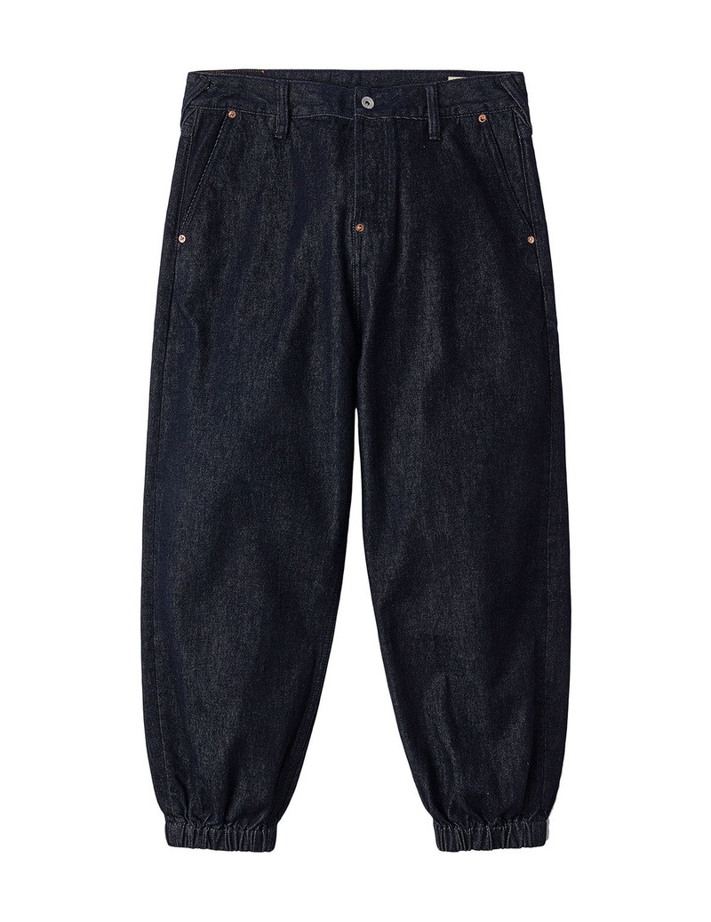 Daruma and Wheel of Wisdom Daicock Print Loose Fit Denim Joggers - 1