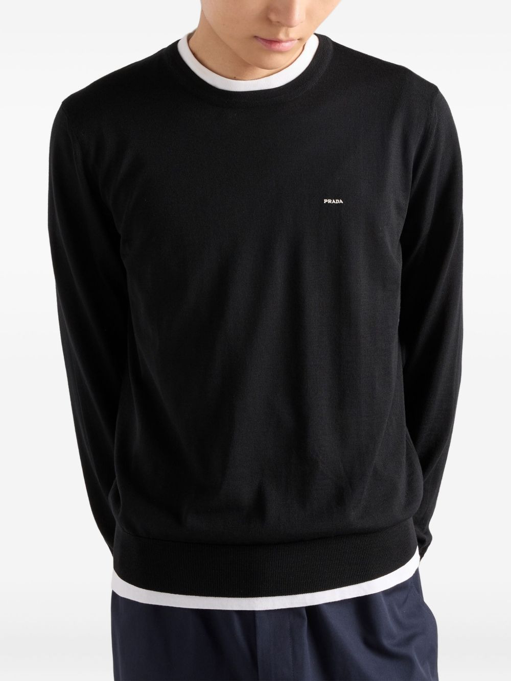 Worsted wool crew-neck sweater - 3