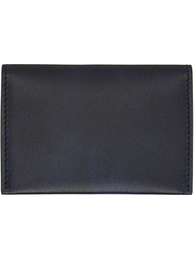Acne Studios Navy Folded Leather Card Holder outlook