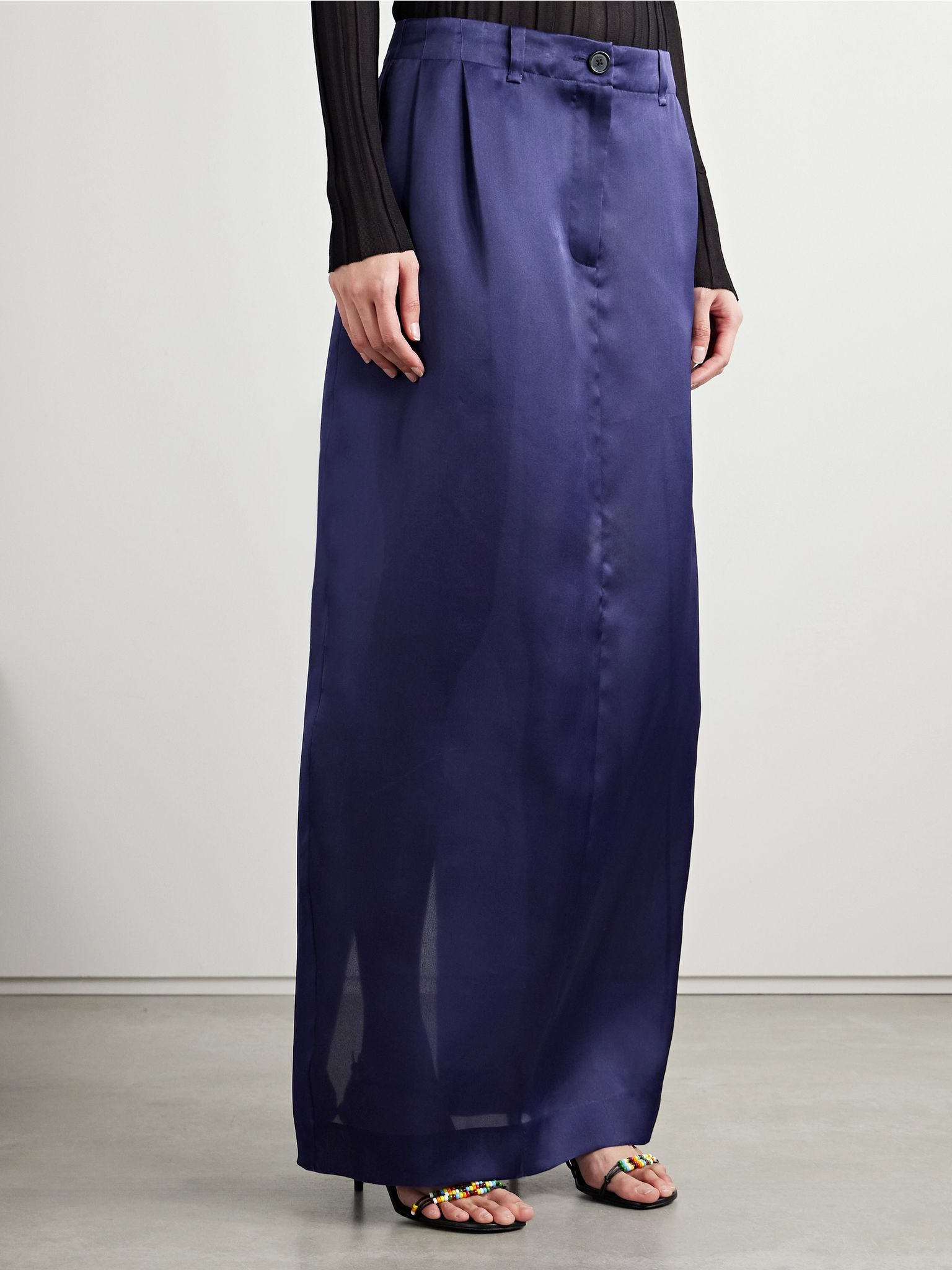 Lucian pleated silk-organza maxi skirt Blue - 3