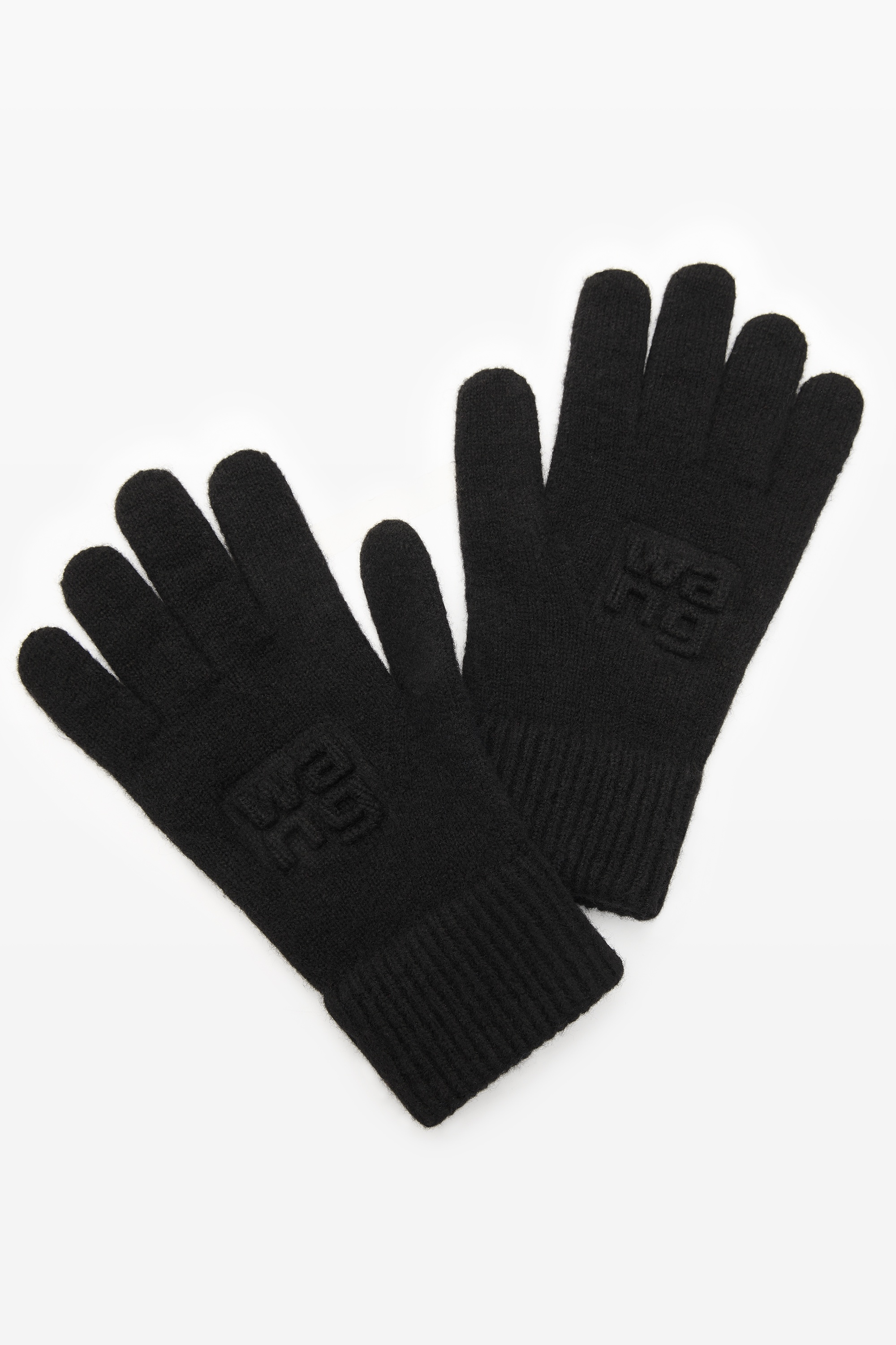embossed logo gloves in stretch wool - 2
