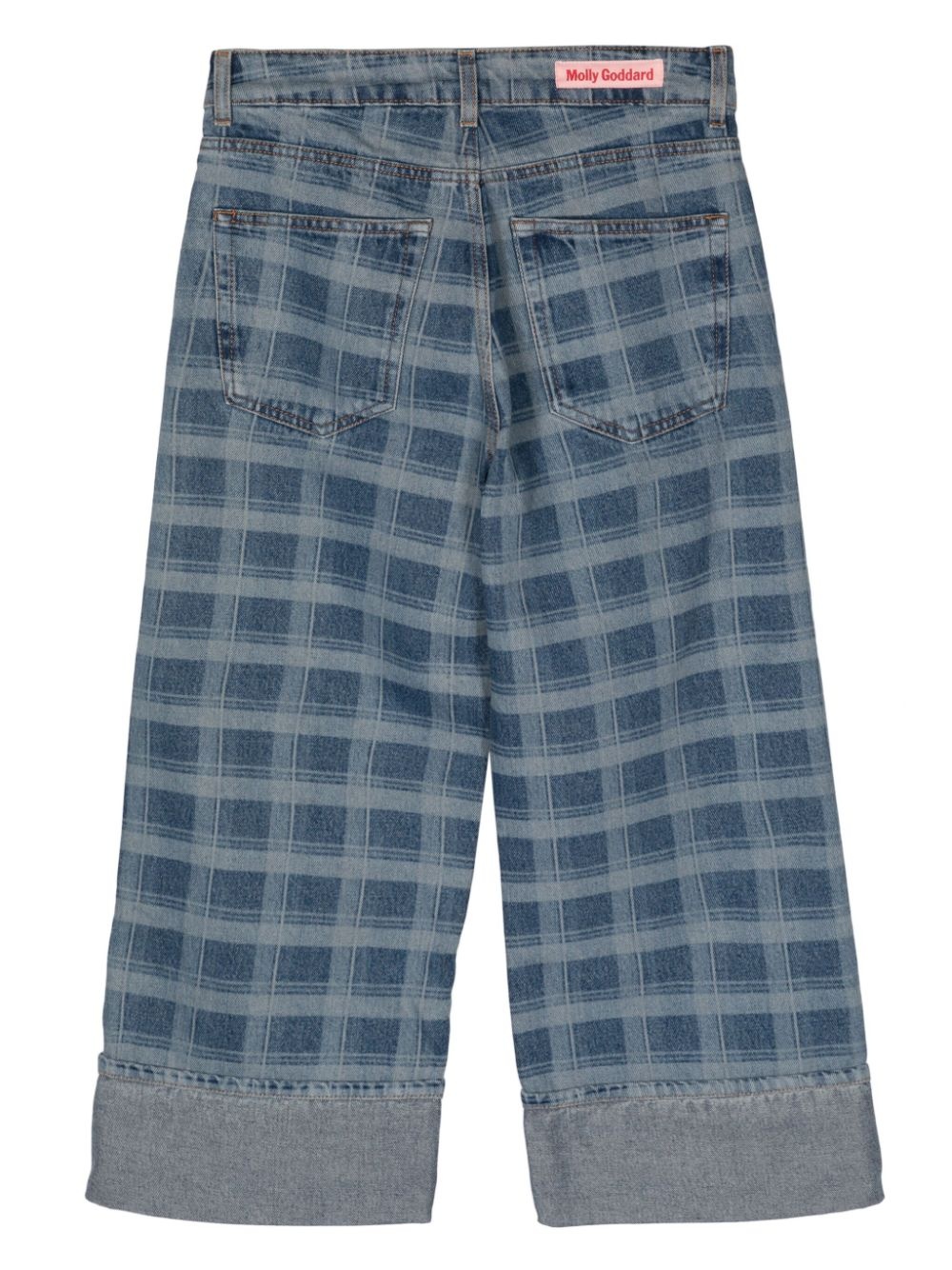 check-print wide-leg jeans - 4