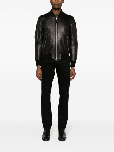 TOM FORD grained-leather bomber jacket outlook