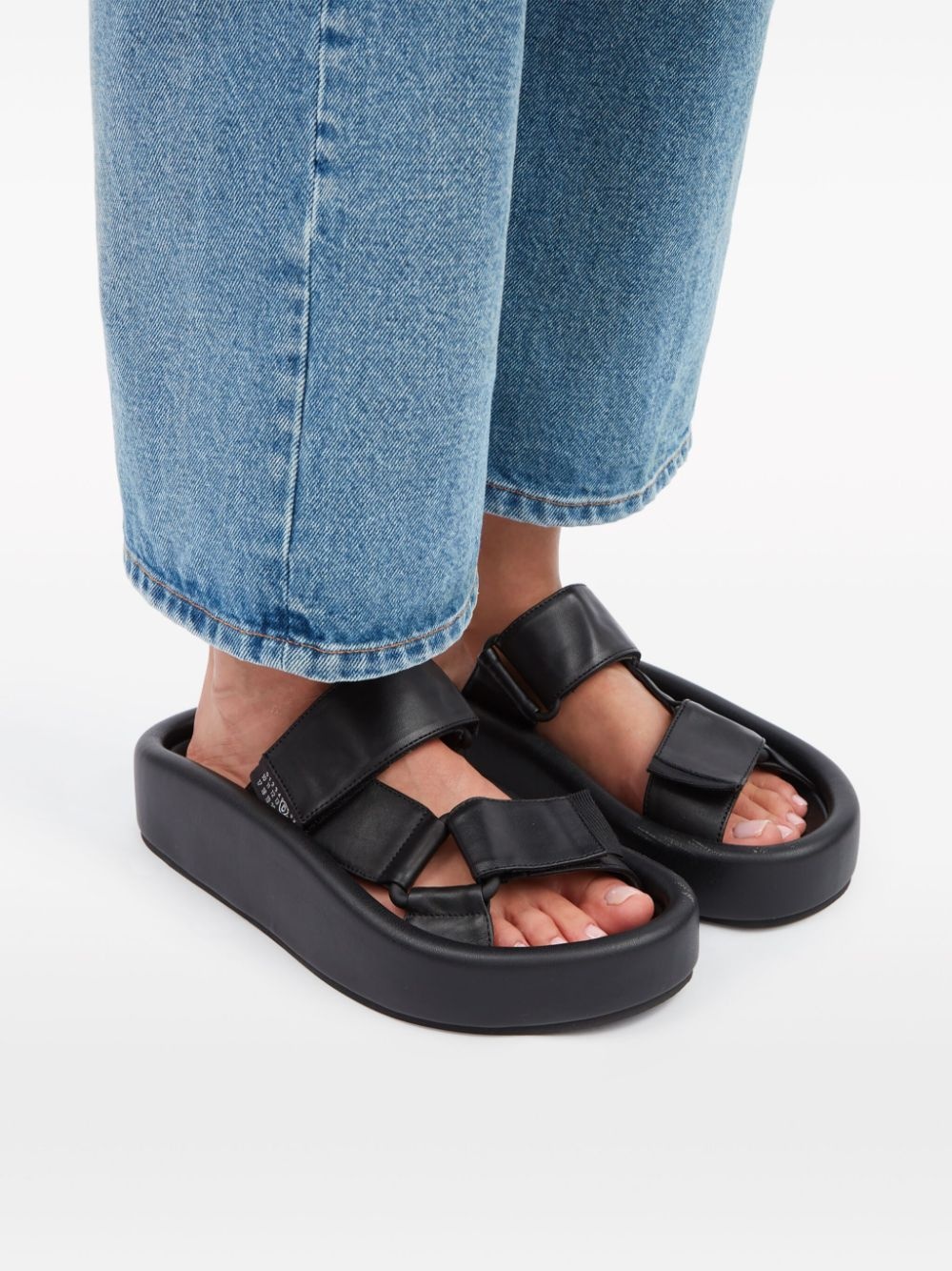 Webbing leather sandals - 6
