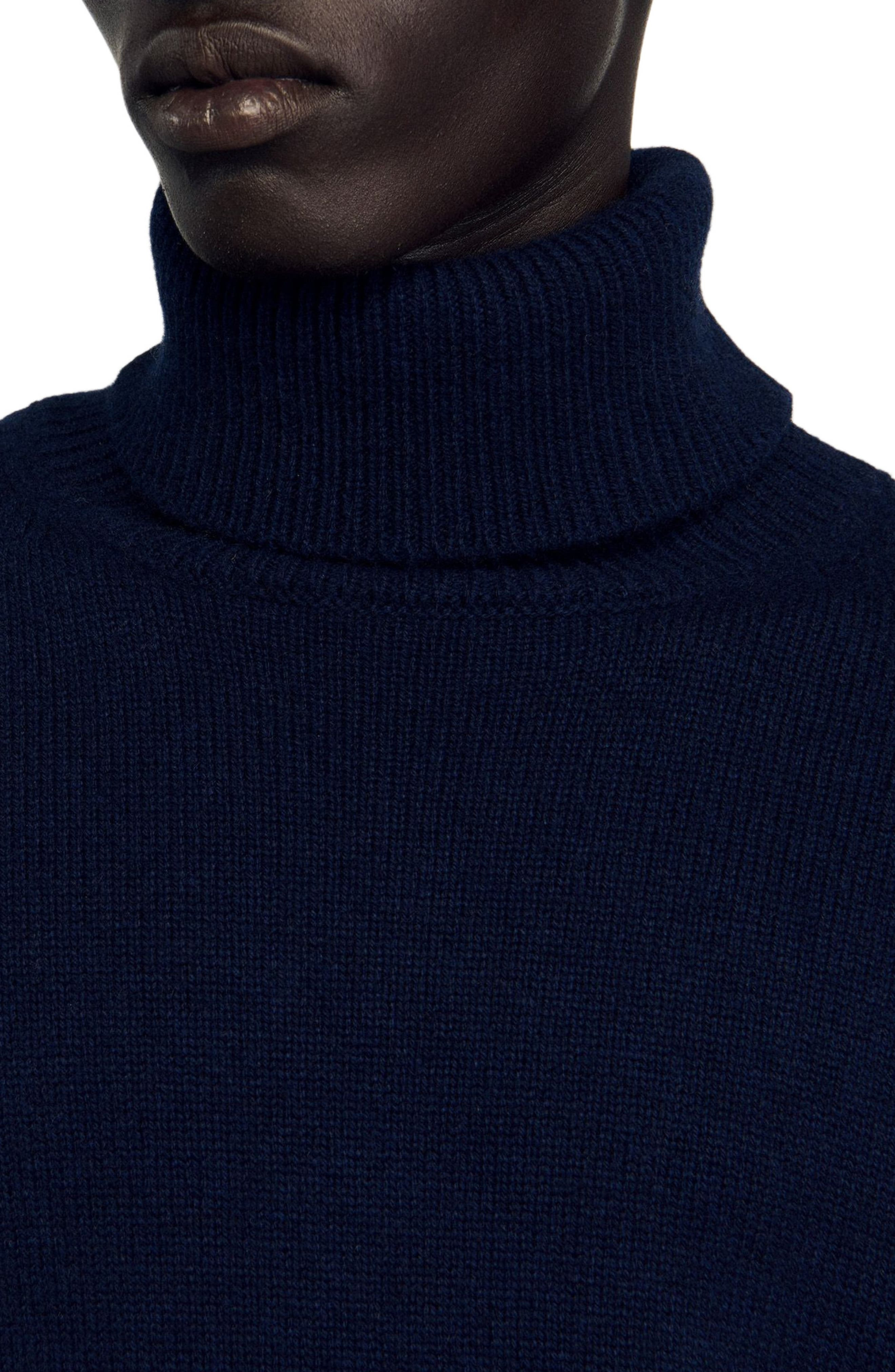 SANDRO Wool and cashmere turtleneck sweater in Midnight Blue at Nordstrom - 5