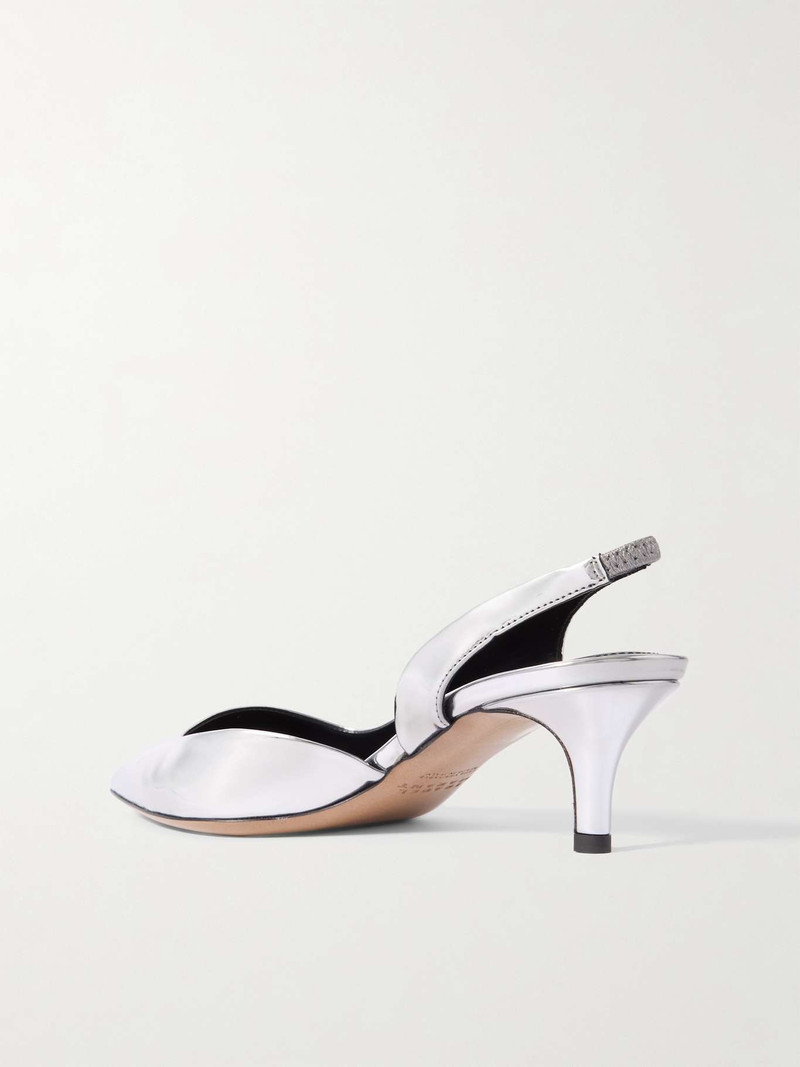 Piery mirrored-leather slingback pumps 3