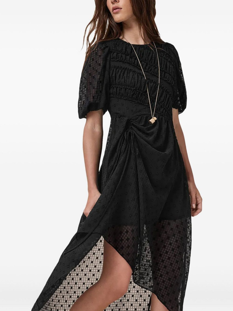 Serene puff-sleeve textured midi dress 5