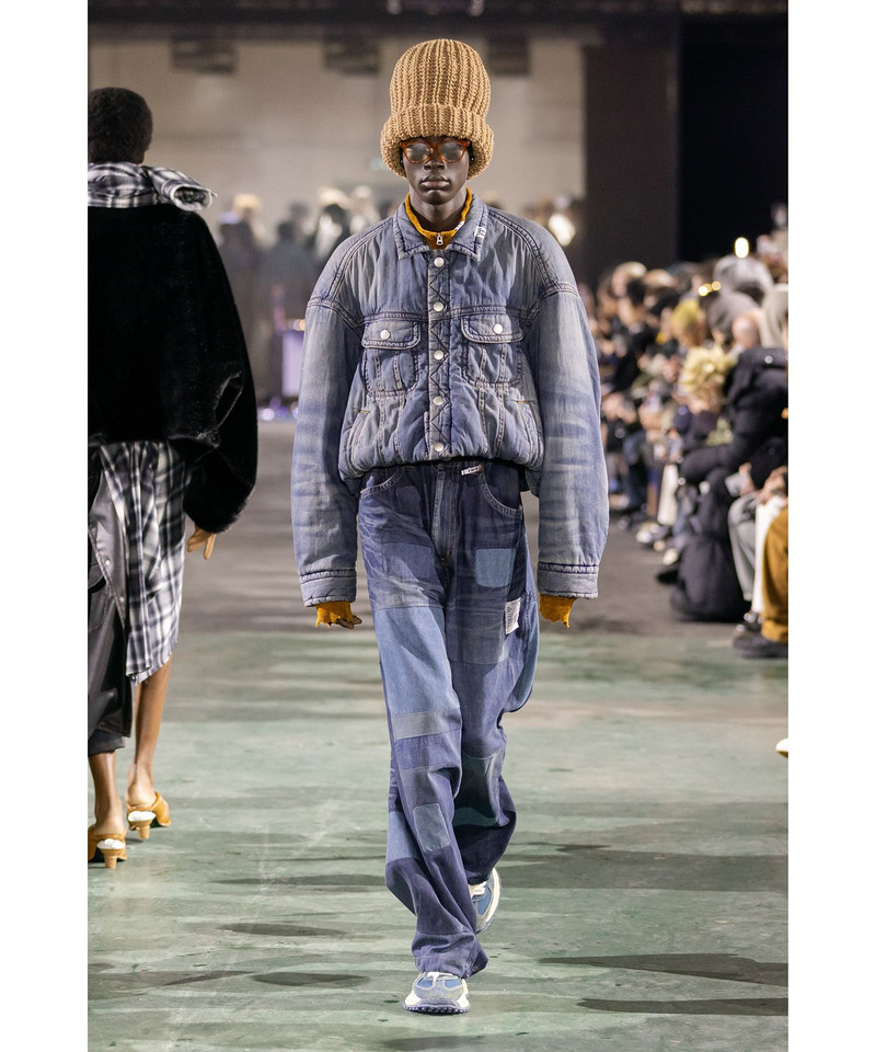 Roll-up Hem Puffer Denim Jacket 22