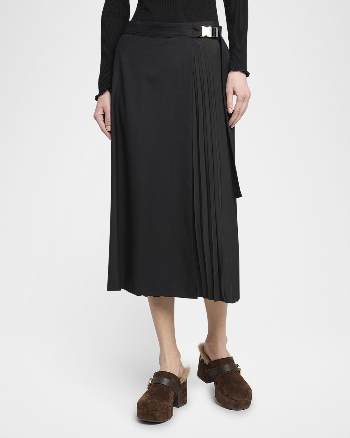 Pleated Midi Wrap Skirt - 4