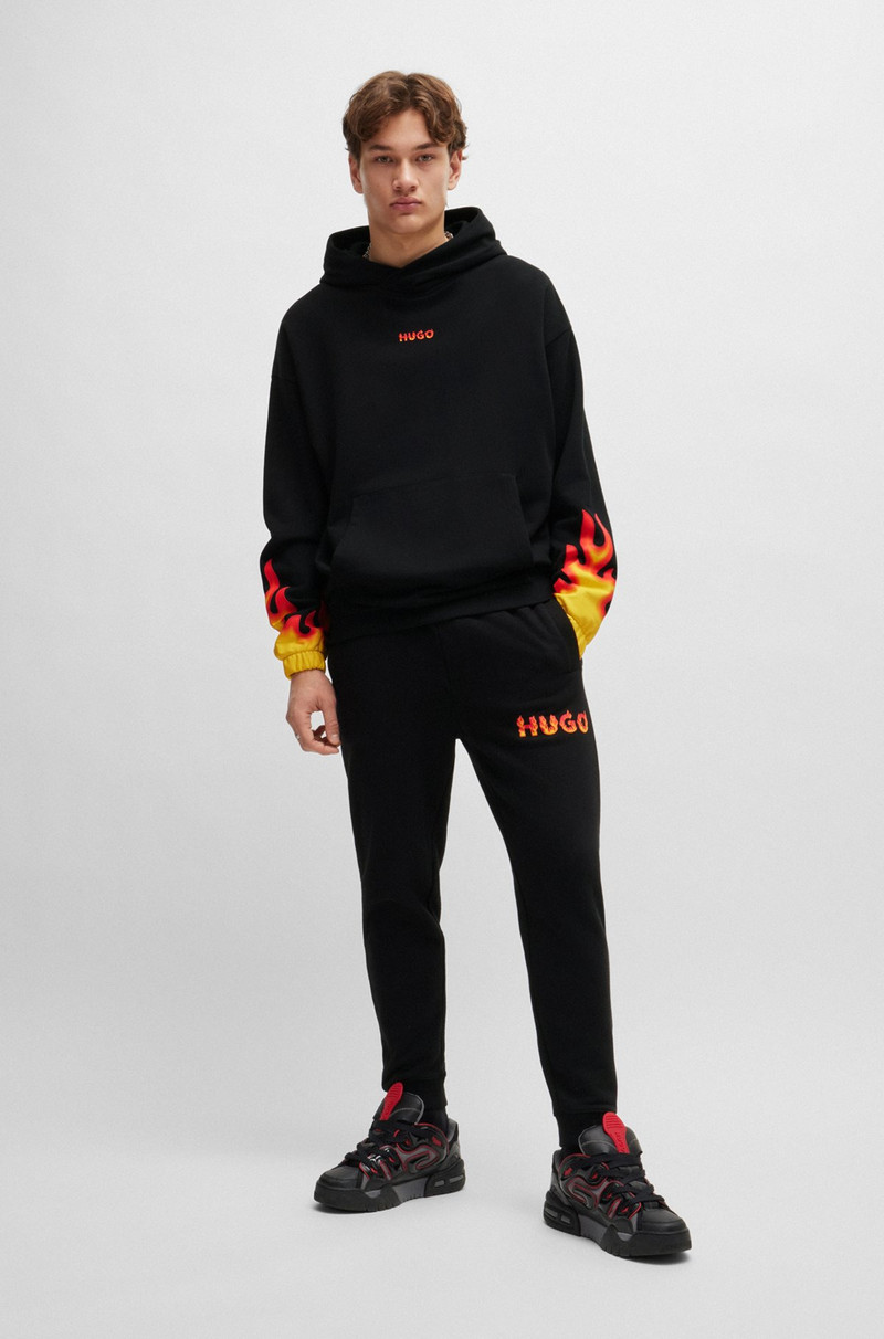 HUGO COTTON-TERRY TRACKSUIT BOTTOMS WITH PUFFED FLAME LOGO outlook