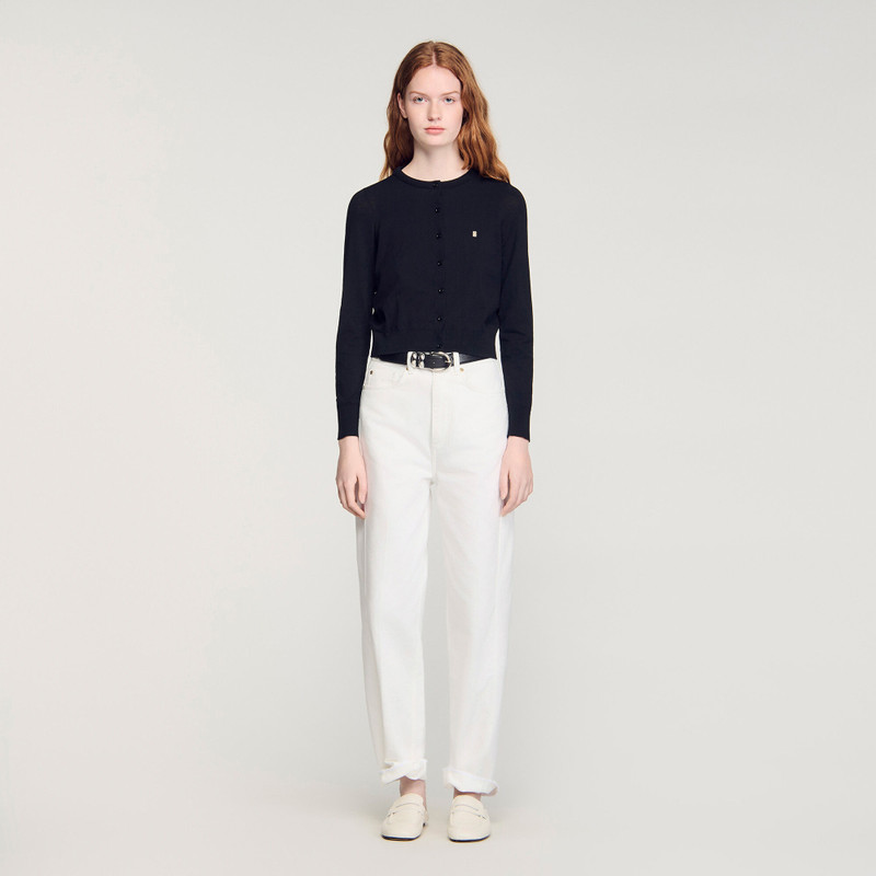 PADDED ROUND NECK CROPPED CARDIGAN 3