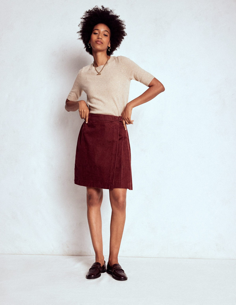 Helen Cord Kilt Skirt-Chestnut 6