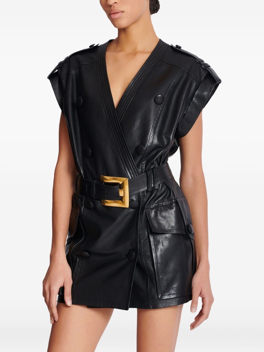 belted mini dress - 6