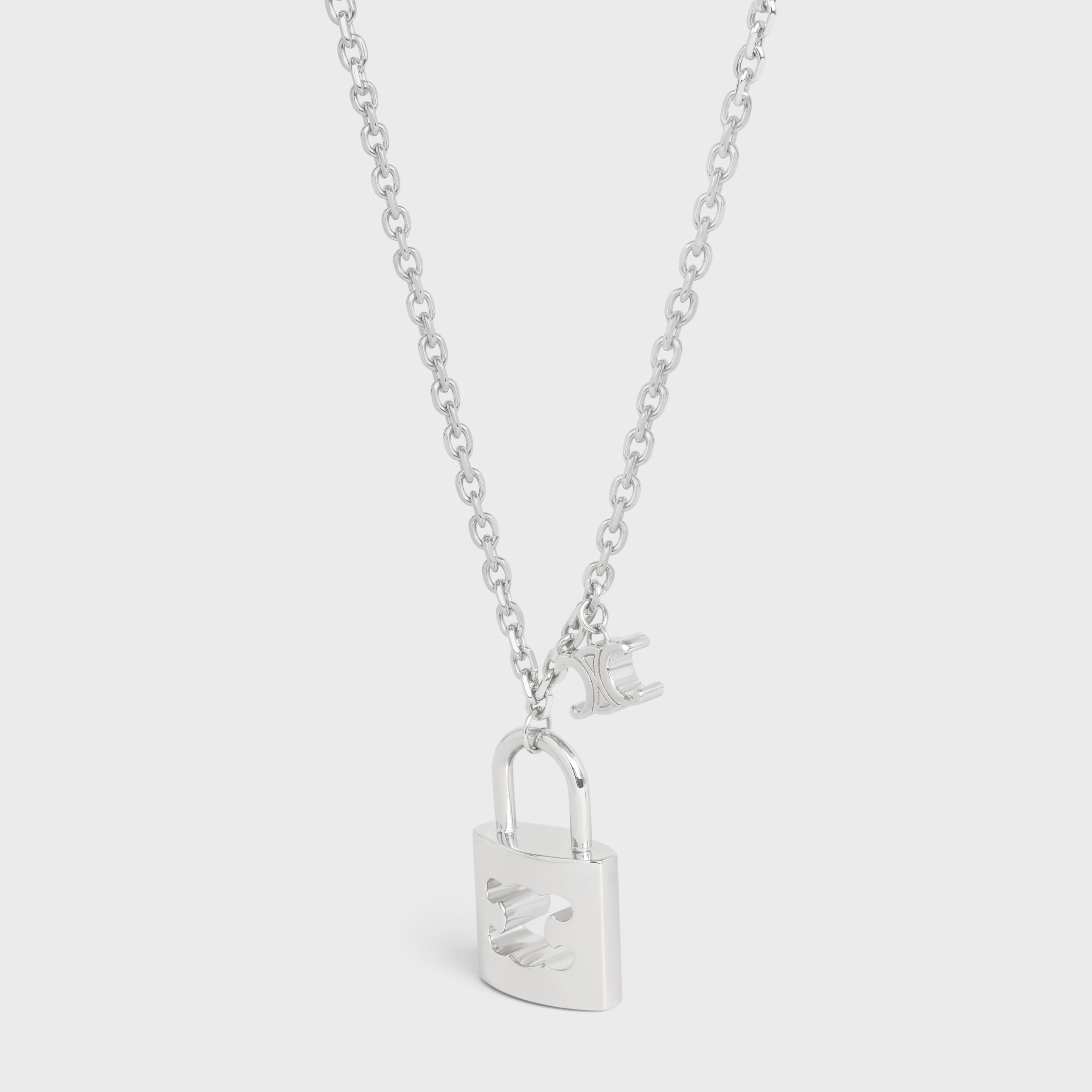 Triomphe Lock Large Necklace in Brass with Rhodium Finish - 2