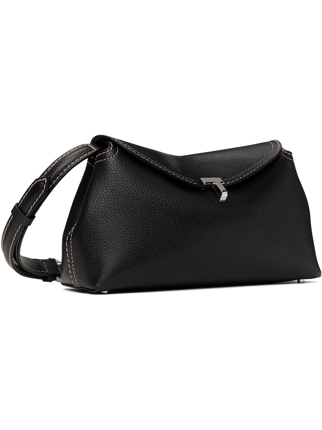 Black T-Lock Grained-Leather Clutch - 2