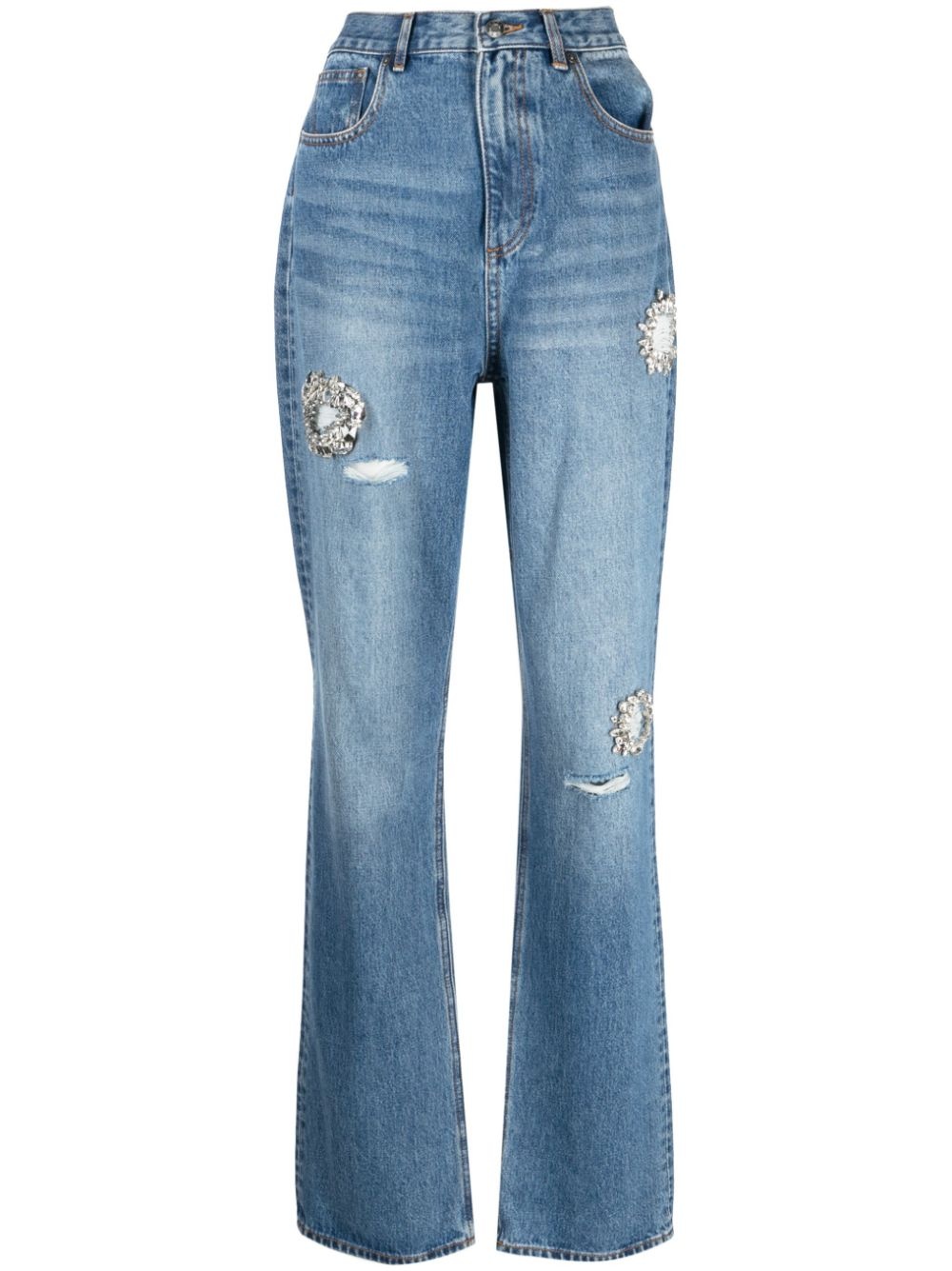 crystal-embellished straight-leg jeans - 1