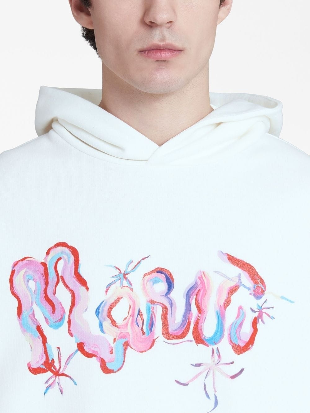 painterly logo-print cotton hoodie - 5